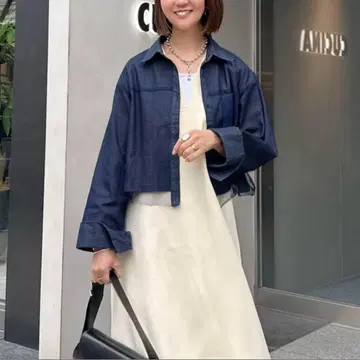 튤 데님 셔츠 네이비 fosie 포시 같은 형태 숏 기장 새상품