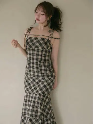 [정품] ANDMARY Cecily 체크 롱 드레스