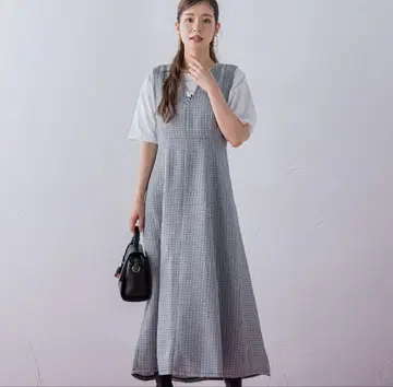 vicky 비키 스키퍼 트위드 넥 오버롤 스커트 M