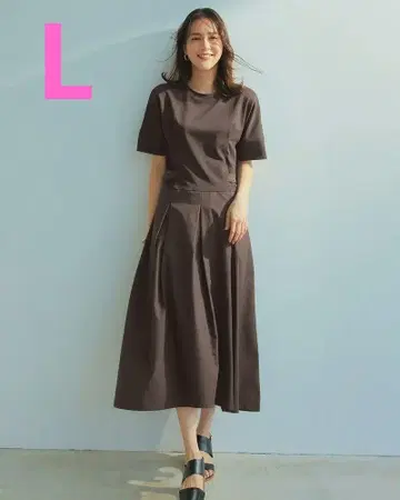 두클라쎄 이소재 콤비 사이드 벨트 디자인 원피스