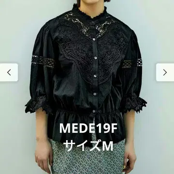 MEDE19F Boutique888 씨 콜라보 레이스 블라우스 M 블랙