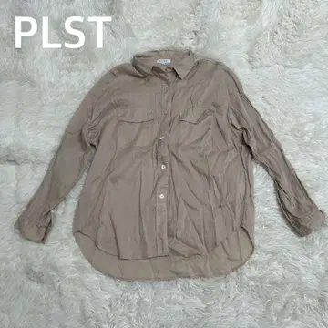 PLST 플라스테 린넨 블렌드 긴팔 셔츠 여성용 베이지