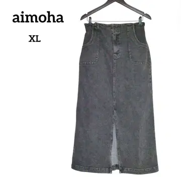 아이모하 aimoha 블랙 데님 하이웨스트 타이트 스커트 슬릿 XL
