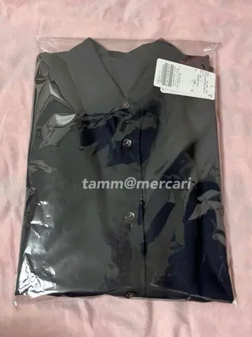Spick and Span 린넨 블렌드 프렌치 헴 개더 셔츠 네이비