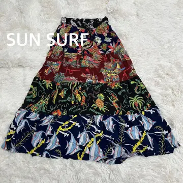 SUN SURF 선서프 올 패턴 롱 플레어 스커트 알로하 스커트