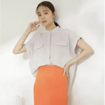 LB.03/멜란지 드라이 스탠드 셔츠 블라우스