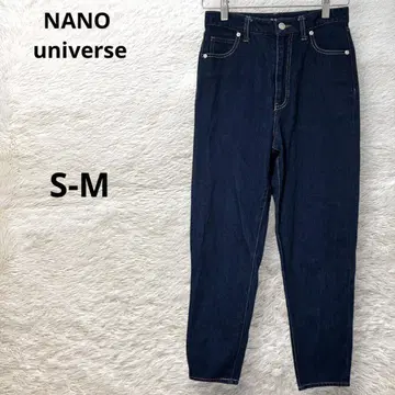 NANO universe 데님 팬츠 테이퍼드 하이 라이즈 네이비 M