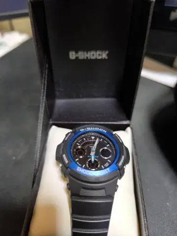 G-SHOCK 블랙/블루 시계 AW-591-2AJF