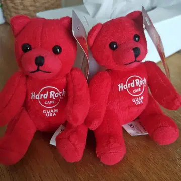 Hard Rock Cafe 빨간색 미니 파티 베어 2개
