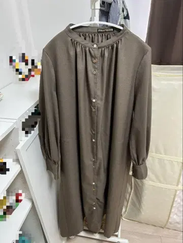 플라보아 브라운 긴팔 셔츠 원피스