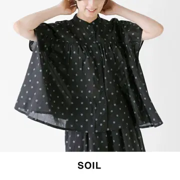 SOIL (소일) | 코튼 보일 도트 프린트 프렌치 슬리브 셔츠
