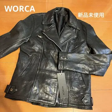 [새상품] 천연 가죽 더블 라이더 자켓 M 블랙 WORCA 가죽 자켓