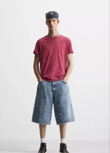 자라 오버사이즈 핏 데님 버뮤다 팬츠 ZARA