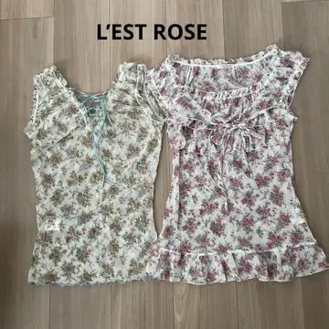 L'EST ROSE 라 에스트 플라워 프린트 슬리브리스 상의 2매
