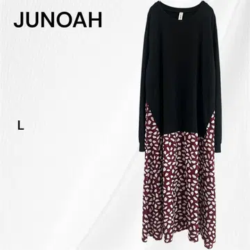 쥬노아 JUNOAH 레이어드 스타일 도킹 원피스 롱 L 블랙