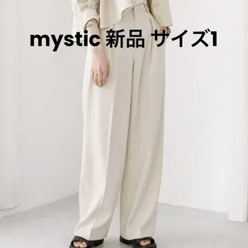 새상품 mystic 턱 와이드 슬랙스 팬츠 IVO 사이즈 1