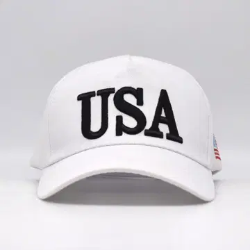 새상품급 USA 미국 성조기 로고 자수 캡 구제 의류 입체 심플 화이트