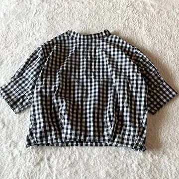 URBAN RESEARCH ITEMS 면100% 체크 무늬 반팔 블라우스