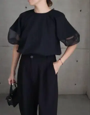 ella selectshop 오간자 벌룬 슬리브 풀오버