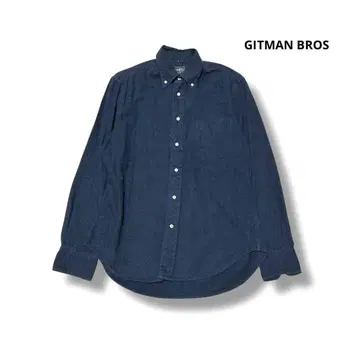 Gitman Brothers 코튼 셔츠 긴팔 네이비 USA제 사이즈 15