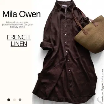 Mila Owen 긴팔 셔츠 원피스 프렌치 린넨 린넨