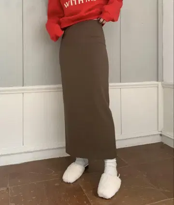 미사용 Didotshowroom I라인 롱 스커트 브라운 스커트