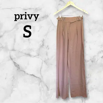 privy [S] 핑크 와이드 팬츠 벨트 포함 캐주얼 팬츠 심플