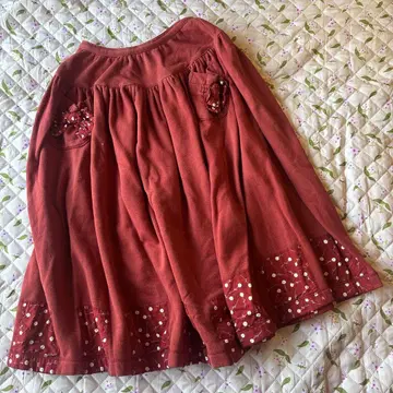 PINK HOUSE 빨간색 꽃무늬 포켓 부착 롱 스커트