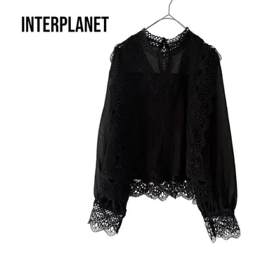 INTERPLANET 인터플래닛 긴팔 레이스 자수 블라우스 심플