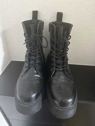 블랙 레이스업 부츠 통굽 24.5cm 그런지 y2k 펑크