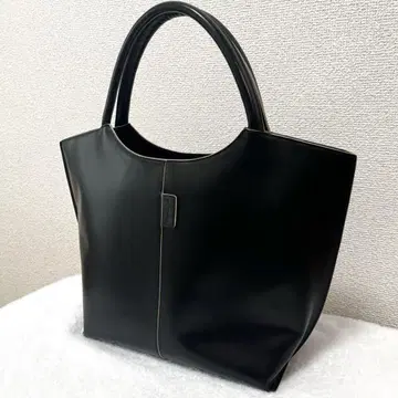 에네스베 보야주 가죽 핸드백 스티치 블랙 비즈니스