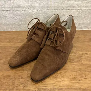 히미코 브라운 스웨이드 가죽 펌프스 23cm i57