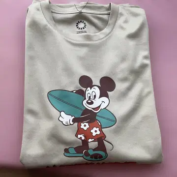 Disney 미키마우스 티셔츠 LL 베이지 흡수 속건 워크맨