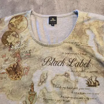 시맨틱 디자인 Black Label 지도 디자인 긴팔 티셔츠