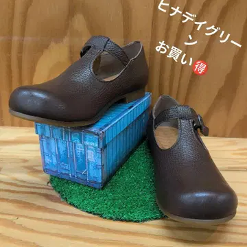 히나데이그린 브라운 스트랩 가죽 신발 23.5cm