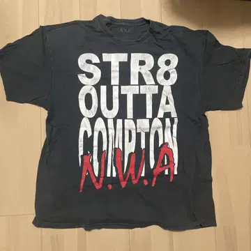 N.W.A. STR8 OUTTA COMPTON 티셔츠 블랙 밴딩 90s