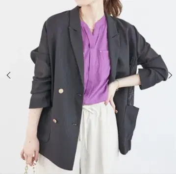 이번 시즌 신상품 루쿨 블랑 메쉬 더블 브레스트 자켓 블랙