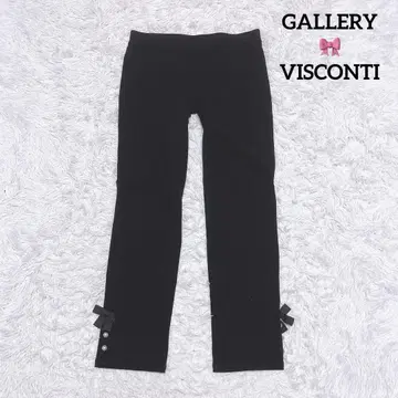 GALLERY VISCONTI 레깅스 팬츠 스패츠 펄 리본 블랙