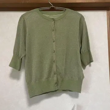 택 포함 미사용 새상품 하프 슬리브 라메 가디건