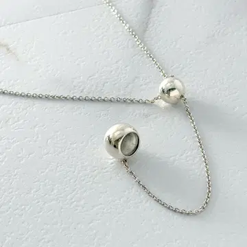 GEORG JENSEN 케이브 Y자 실버 목걸이 925 보리