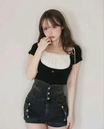안드 마리 andmary 리본 데님 올인원