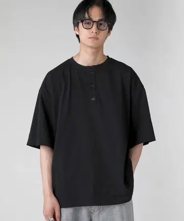 EPIC 빈티지 가공 반팔 헨리넥 티셔츠