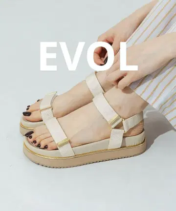 EVOL 벨트 골드 피스 샌들 아이보리 23 23.5