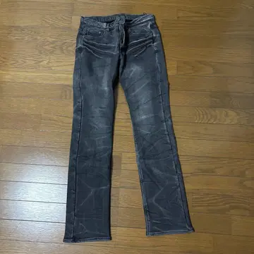 스키니 데님 팬츠 블랙 속기모