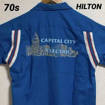70년대 USA제 HILTON 힐튼 볼링 셔츠 오픈 카라 빈티지 M