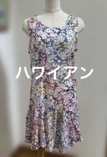 하와이안 꽃무늬 슬리브리스 원피스