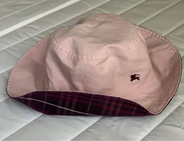 핑크 체크 무늬 리버서블 아웃도어 햇