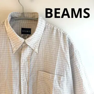 BEAMS 체크 무늬 반팔 셔츠 L 사이즈 일본제 빔즈