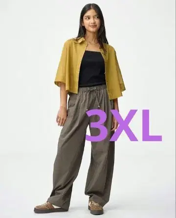 지유 gu 배럴 레그 풀온 팬츠 3XL 올리브 새상품 미사용