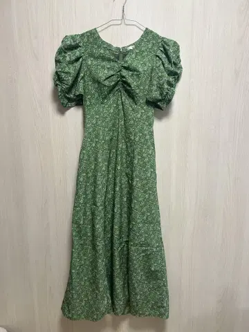 플라워 프린트 그린 롱 원피스